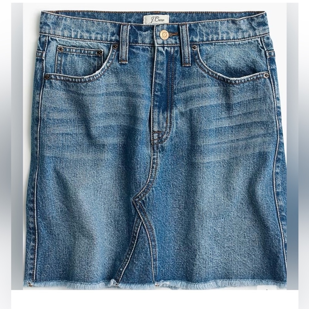 BRAND NEW JCREW BLUE DENIM SKIRT SIZE 24 PETITE 5 POCKET BUTTON FLY
